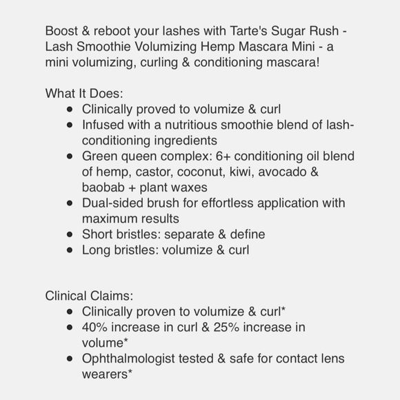 Tarte Lash Smoothie Volumizing Hemp Mascara Mini - Picture 4 of 4